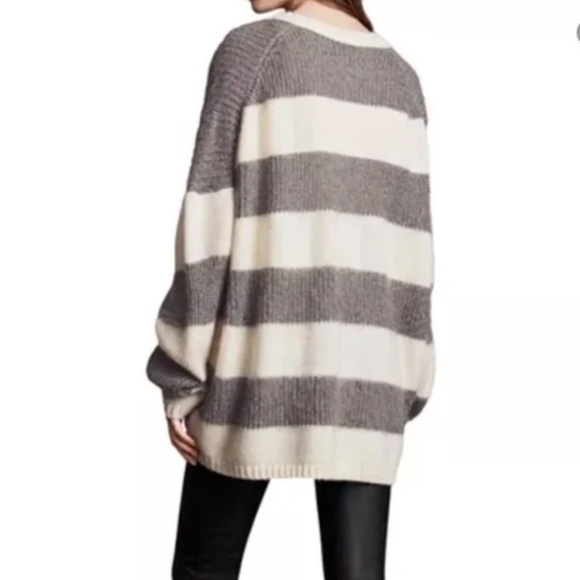 ALL SAINTS Lou Sparkle Jumper V-Neck Sweater in Gray and Cream - Medium - NWT - Picture 7 of 8